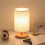 Linen Desk Lamp Wooden Touch Control LED 12W 4