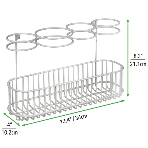 mDesign metal hair styling tool storage basket light gray 2