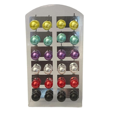 Pearl Stud Earrings Silver 12 Pairs 6 Colors 1