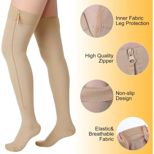 Compression Socks Thigh High Closed Toe 20-30 mmHg 2 Pairs 2