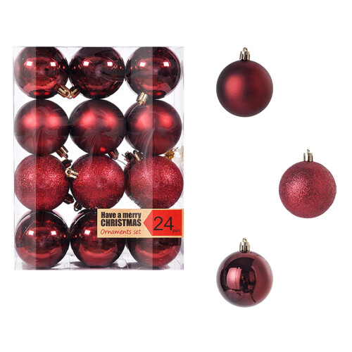Christmas Tree Ornaments Red Balls 24 Pack 1