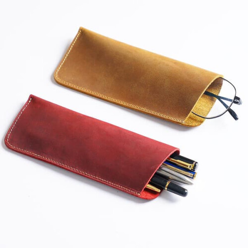 Leather Glasses Case Genuine Soft 1 Pack 2