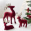 Wine Red Glitter Deer Statue Flocking Holiday Decor 6