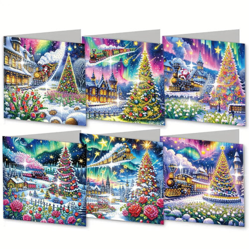 Κιτ ευχετήριων καρτών Diamond Art DIY Χειροποίητο 6 τεμάχια