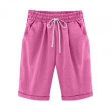 Pantaloncini da donna in cotone e lino con tasche profonde, taglia 18