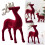 Wine Red Glitter Deer Statue Flocking Holiday Decor 2