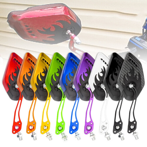 Motorcycle Rearview Mirror Flame Pattern 1 Pair 8mm/10mm 1