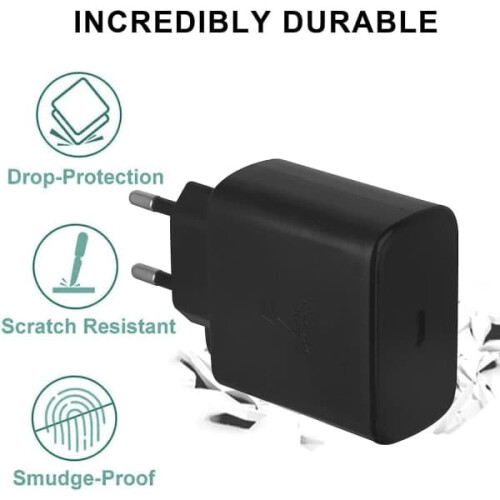 Carregador rápido USB Type-C de 45 W compatível com Samsung, preto. 2