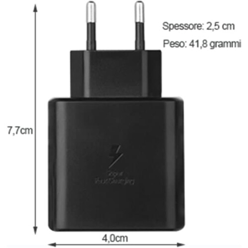 Carregador rápido USB Type-C de 45 W compatível com Samsung, preto. 1