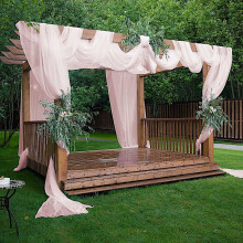 Rose Gold Chiffon Sheer Curtain Panel 5 ft x 32 ft