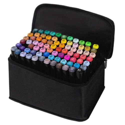 Double-Sided Marker Pens with Case 80-Pack 1