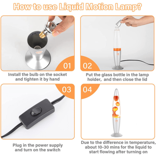 Orange futuristic lava lamp with switch 2