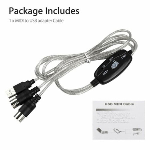 USB MIDI Cable Adapter for PC to Keyboard Black 2