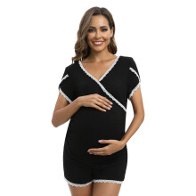 Women's maternity nursing pajama set black S-3XL