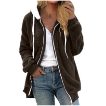 Manteau d'hiver en polaire douce pour femme, marron, taille 3XL