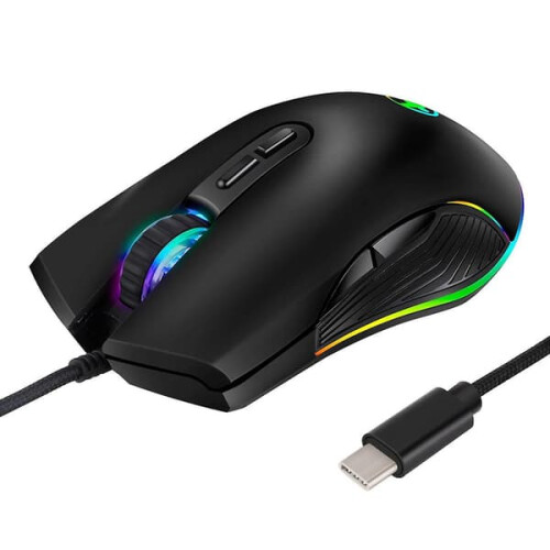 2x ποντίκια USB-C τύπου C, εργονομικό ενσύρματο ποντίκι, οπτικό ποντίκι RGB 1
