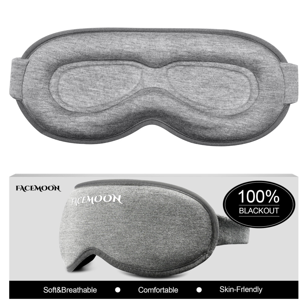 Weighted Eye Mask Blackout Memory Foam 3D Contoured Gray
