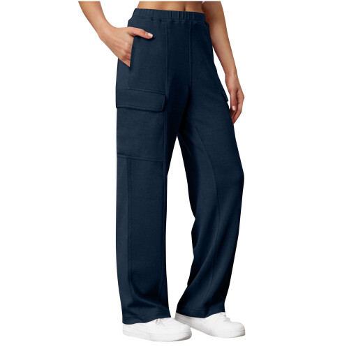 Plus size cargobukser til kvinder, vide ben, afslappede joggingbukser