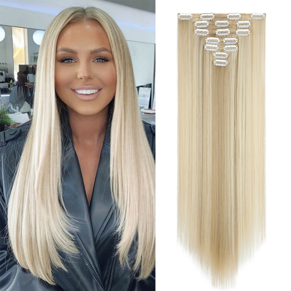 Clip-in Hair Extensions Synthetic Long Wavy Straight 7 pcs