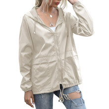Women's Waterproof Rain Jacket Lightweight Hooded Black