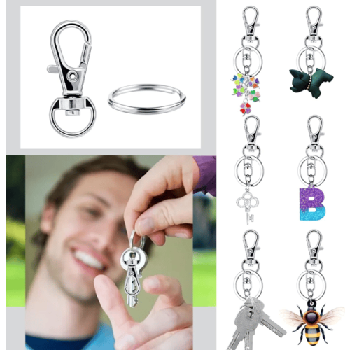 Key Rings with Carabiner Silver 80-Pack 2