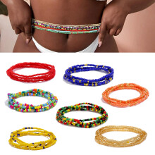 African bead belly chain colorful layered 31.5 inch 7 pcs