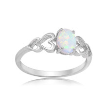 Women's Oval White Opal Ring 925 Sterling Silver Size 8