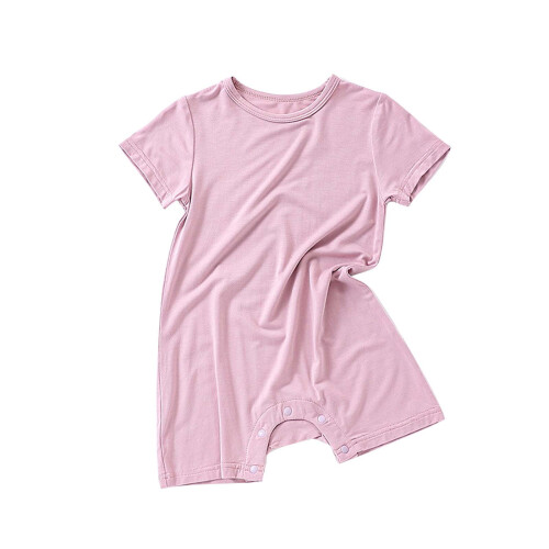 Baby Solid Color Romper Soft Round Neck Short Sleeve 6M-2Y