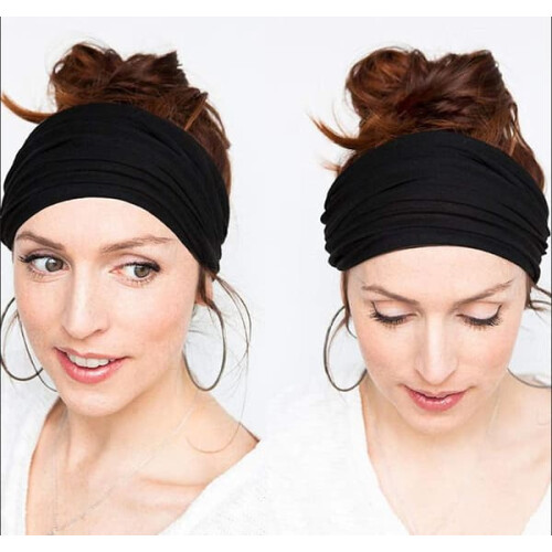 Black wide soft elastic headband for women 1 pack 1