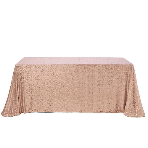 Toalha de mesa retangular com lantejoulas na cor rosa, 90x132 polegadas. 1