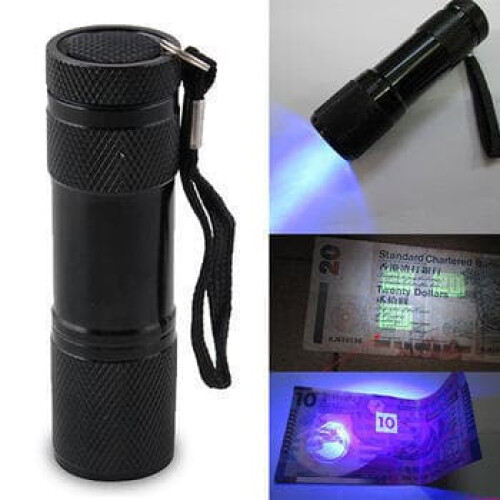 UV LED Flashlight Black Compact 9x 1