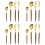 Stainless Steel Flatware Set Wood Handle Matte Gold 16-Piece 1