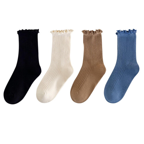 Cotton Mid-Calf Socks for Girls 4-Pack 1