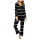 Completo da casa a due pezzi a righe da donna, top a maniche lunghe e 1