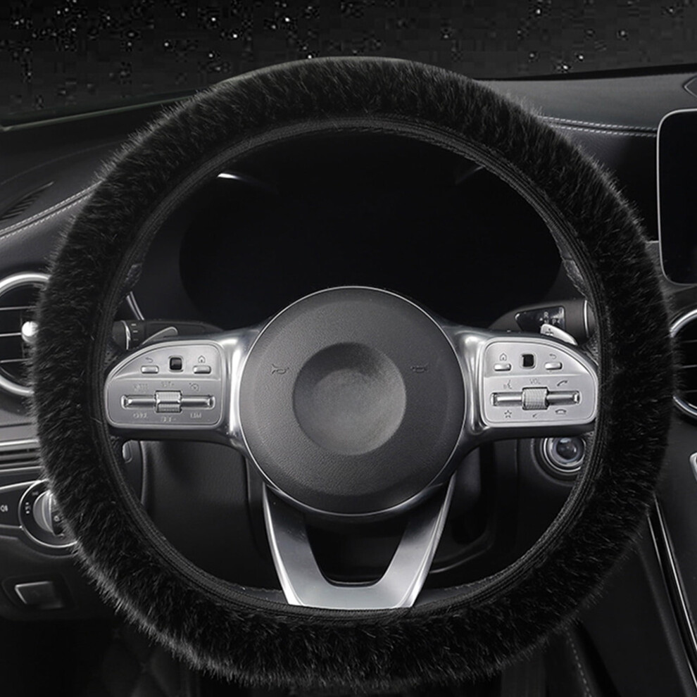 Plush Steering Wheel Cover D-Type 14-15 Inch 9555307065319