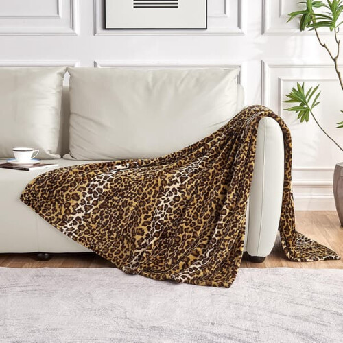 Leopard Pattern Blanket Soft Fluffy 127 x 152 cm 1