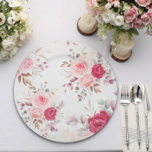 Plastic Charger Plates Rose Design6Pack
