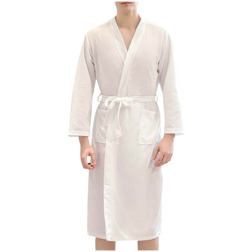 Men's Waffle Kimono Bathrobe Lightweight Quick-Dry with