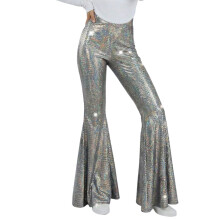 Damen-Schlaghose mit hohem Bund und Glitzerpailletten, weit