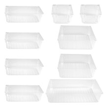 9 Plateaux de Rangement de Tiroir Transparent Assortis Diviseurs de Tiroir de 4 Tailles, BoîTes de Rangement Polyvalentes Ensemble D'Organisateur de
