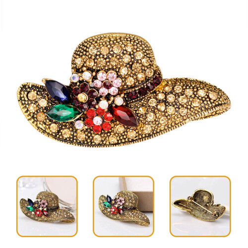 Vintage rhinstensbroche til kvinder, legering og perle,