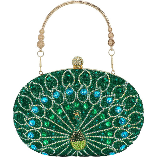 Γυναικεία vintage τσάντα clutch με χάντρες σε σχήμα παγωνιού, 1 τεμάχιο