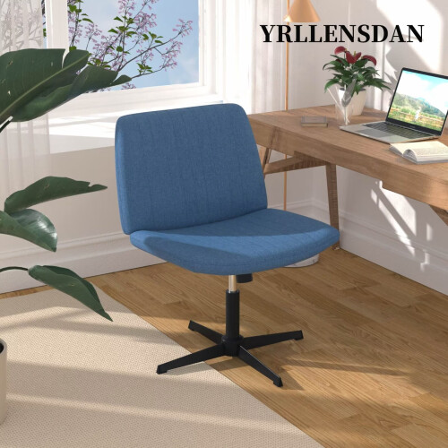 Vanity Chair with Back Blue Cross-Legged Design