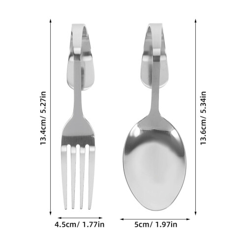 Stainless Steel Fork and Spoon Set Curved Handle 2 Pieces 1