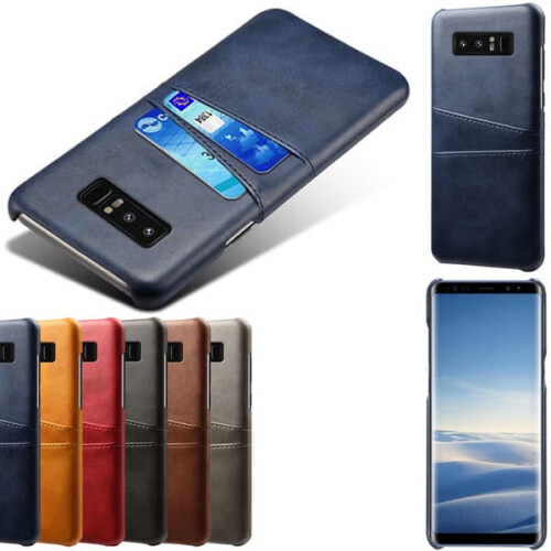 Capa protetora de couro compatível com Samsung Note8, compatível com cartões Visa e Mastercard - Preta Note8 1