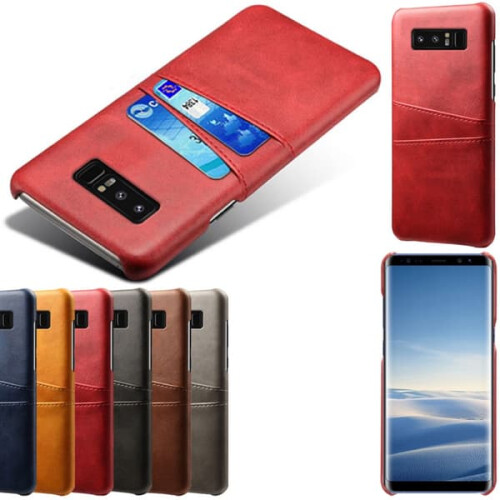 Capa protetora de couro compatível com Samsung Note8, compatível com cartões Visa e Mastercard - Preta Note8 2