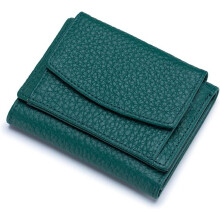 Portafoglio compatto da donna in pelle con protezione RFID, colore verde chiaro.