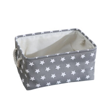 Cestino contenitore a cubo in tela con motivo a stelle, dimensioni medie 36x27x17 cm