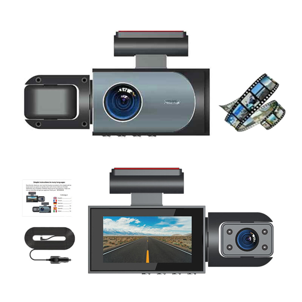 Dash Cam 1080P 3-Channel Night Vision Wide Angle 9329345503528