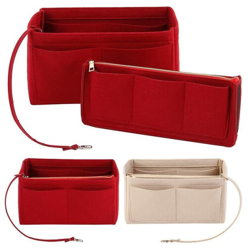 Travel Organizer Tote Liner Felt Insert 3 Sizes Rose Red 1
